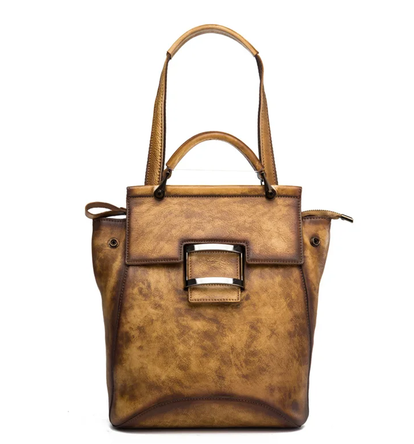 Q-ARIEL Retro Genuine Cowhide Leather Backpack for Women – Large Capacity Handmade