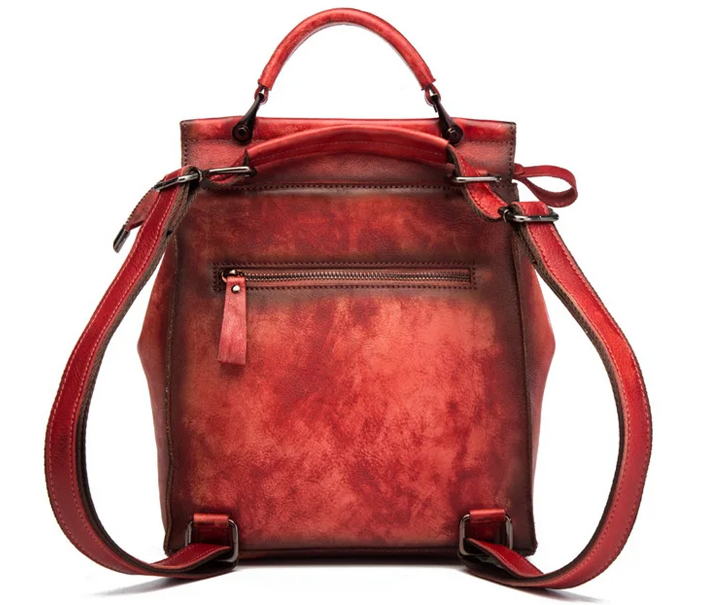 Q-ARIEL Retro Genuine Cowhide Leather Backpack for Women – Large Capacity Handmade