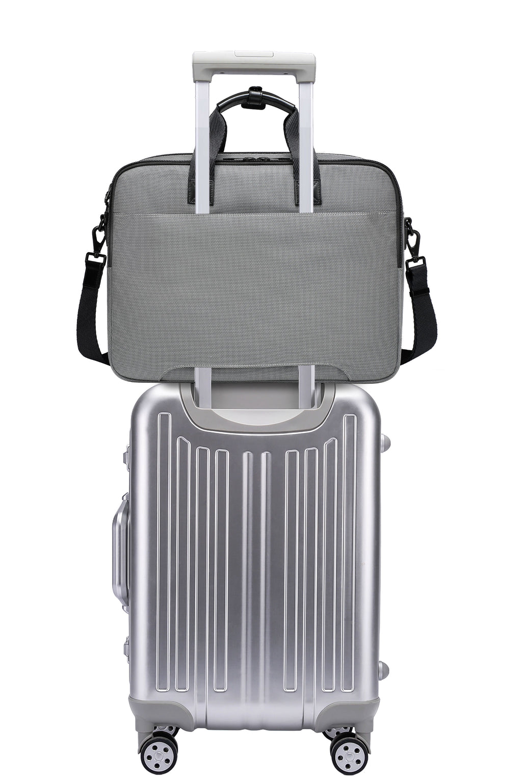 Q-ATTACHE Ballistic Nylon & Leather Briefcase – Laptop Compartment, Waterproof, Business Travel