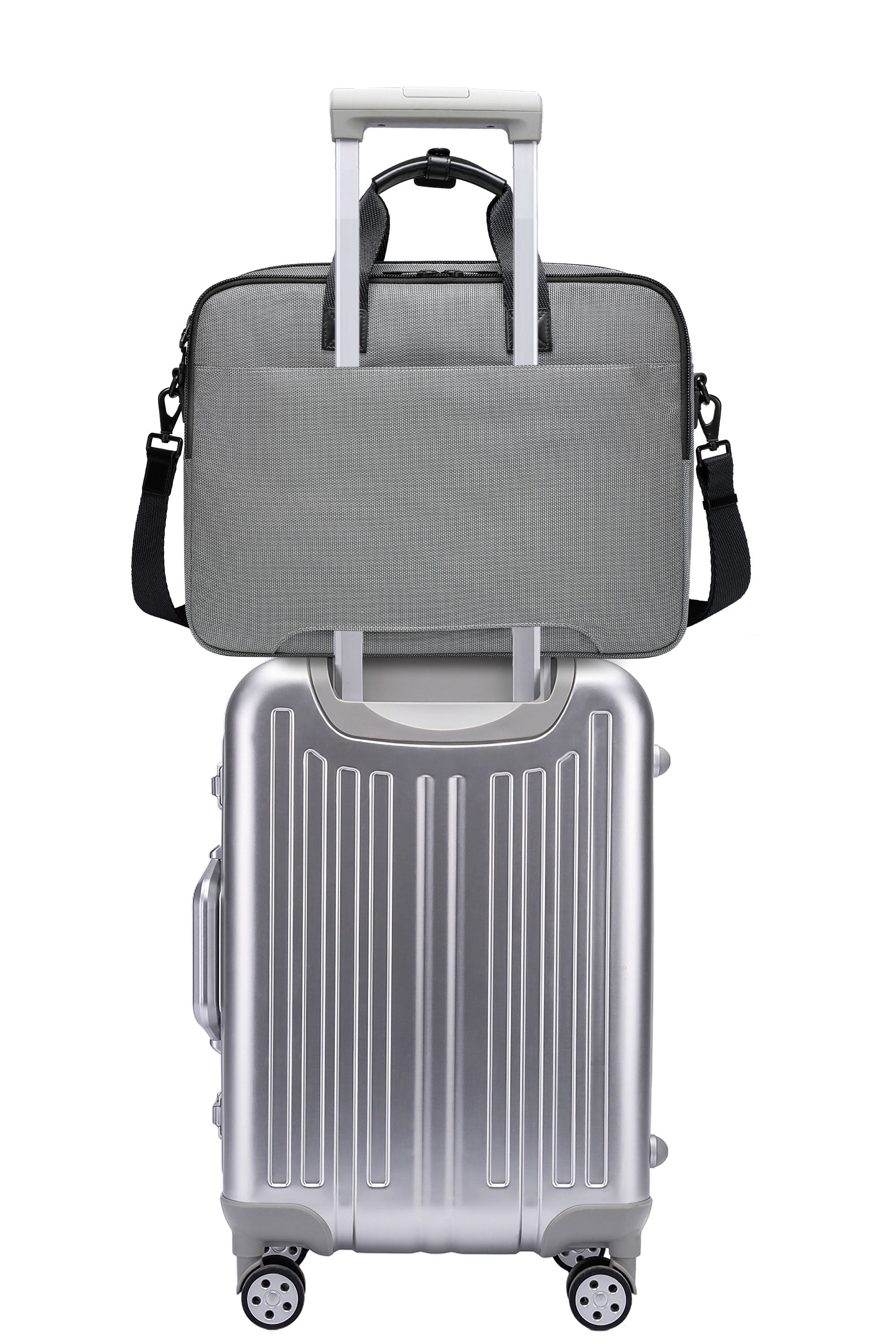 Q-ATTACHE Ballistic Nylon & Leather Briefcase – Laptop Compartment, Waterproof, Business Travel