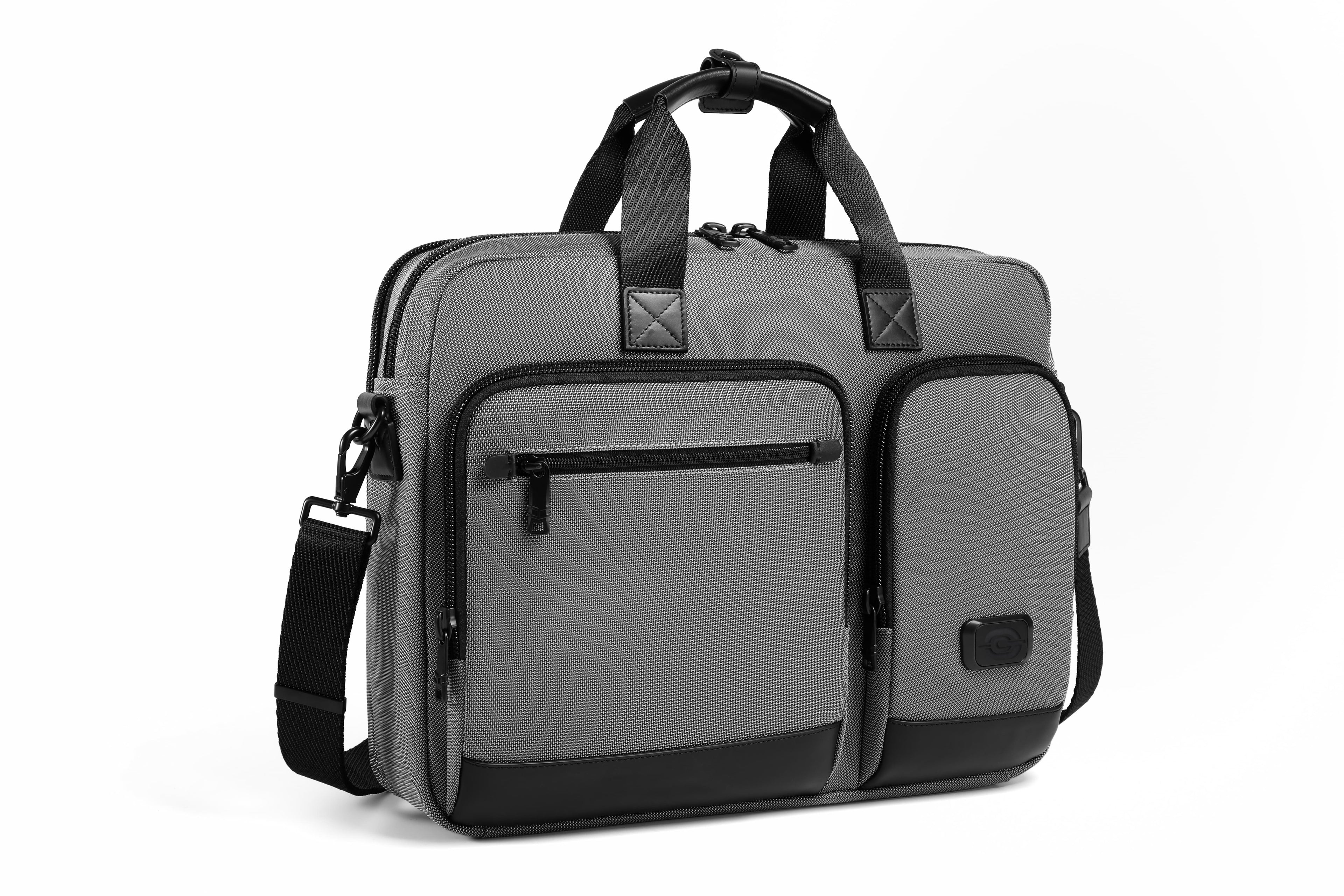Q-ATTACHE Ballistic Nylon & Leather Briefcase – Laptop Compartment, Waterproof, Business Travel