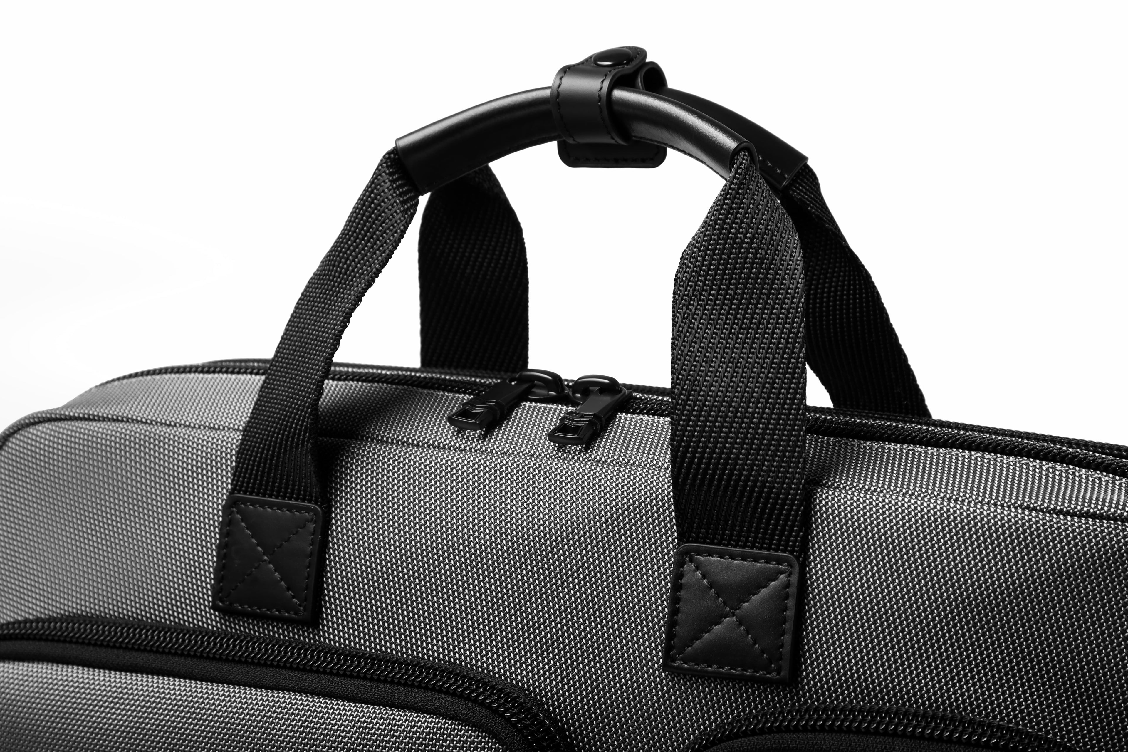 Q-ATTACHE Ballistic Nylon & Leather Briefcase – Laptop Compartment, Waterproof, Business Travel