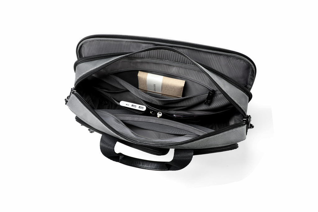 Q-ATTACHE Ballistic Nylon & Leather Briefcase – Laptop Compartment, Waterproof, Business Travel