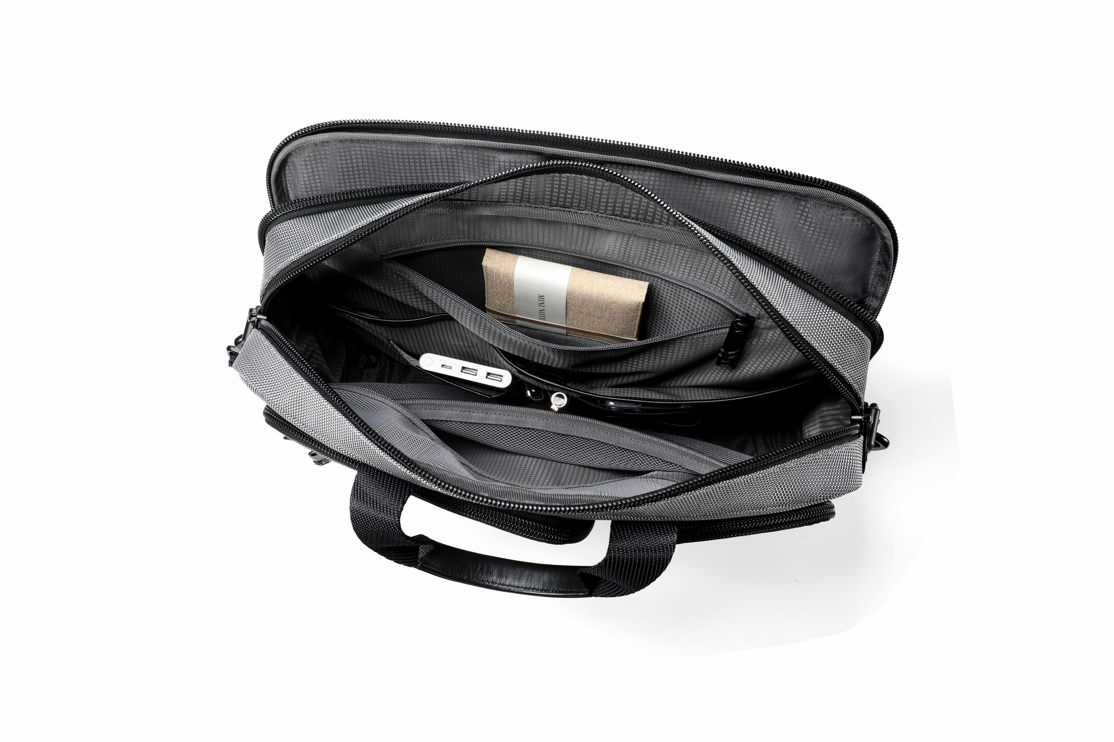 Q-ATTACHE Ballistic Nylon & Leather Briefcase – Laptop Compartment, Waterproof, Business Travel