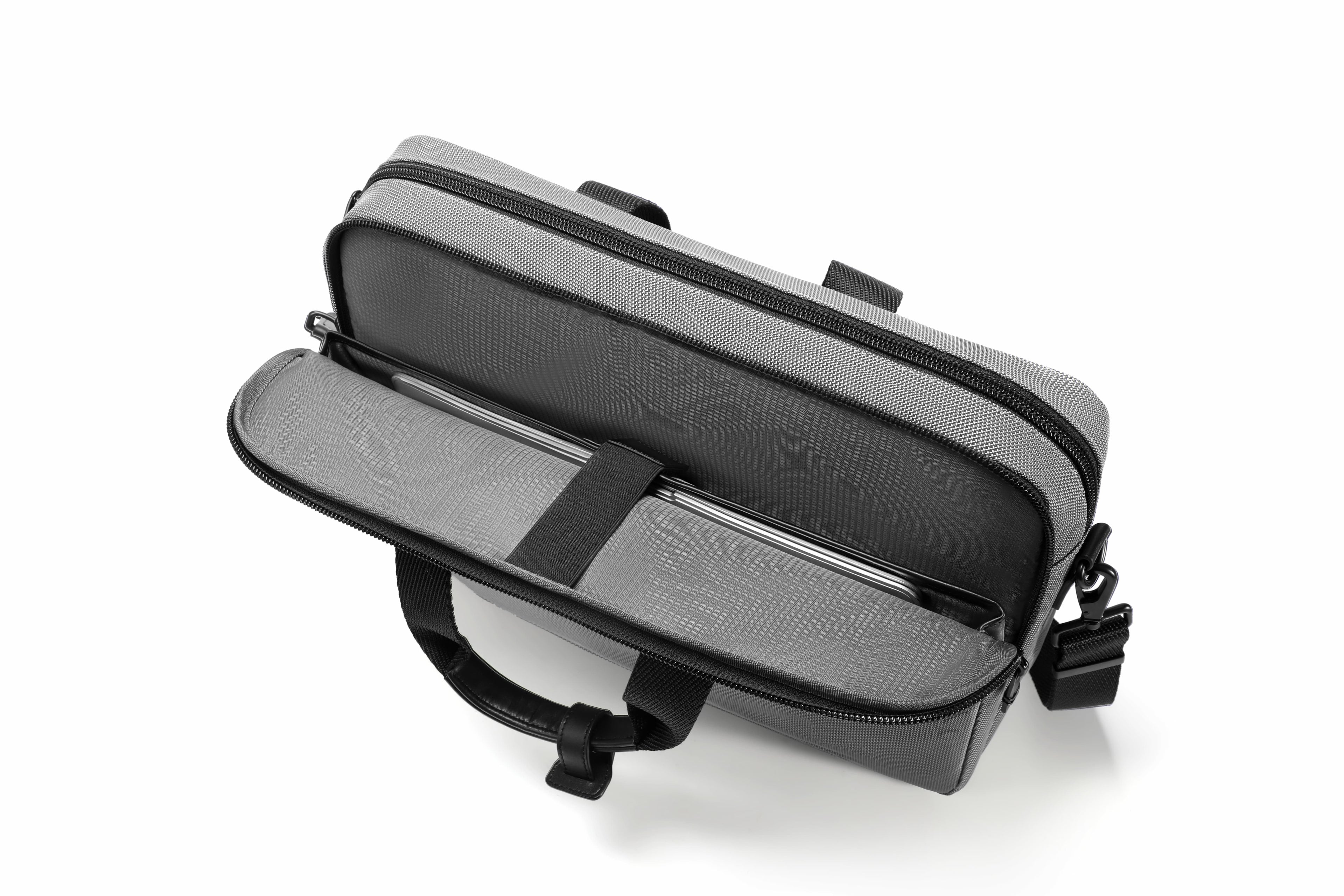 Q-ATTACHE Ballistic Nylon & Leather Briefcase – Laptop Compartment, Waterproof, Business Travel