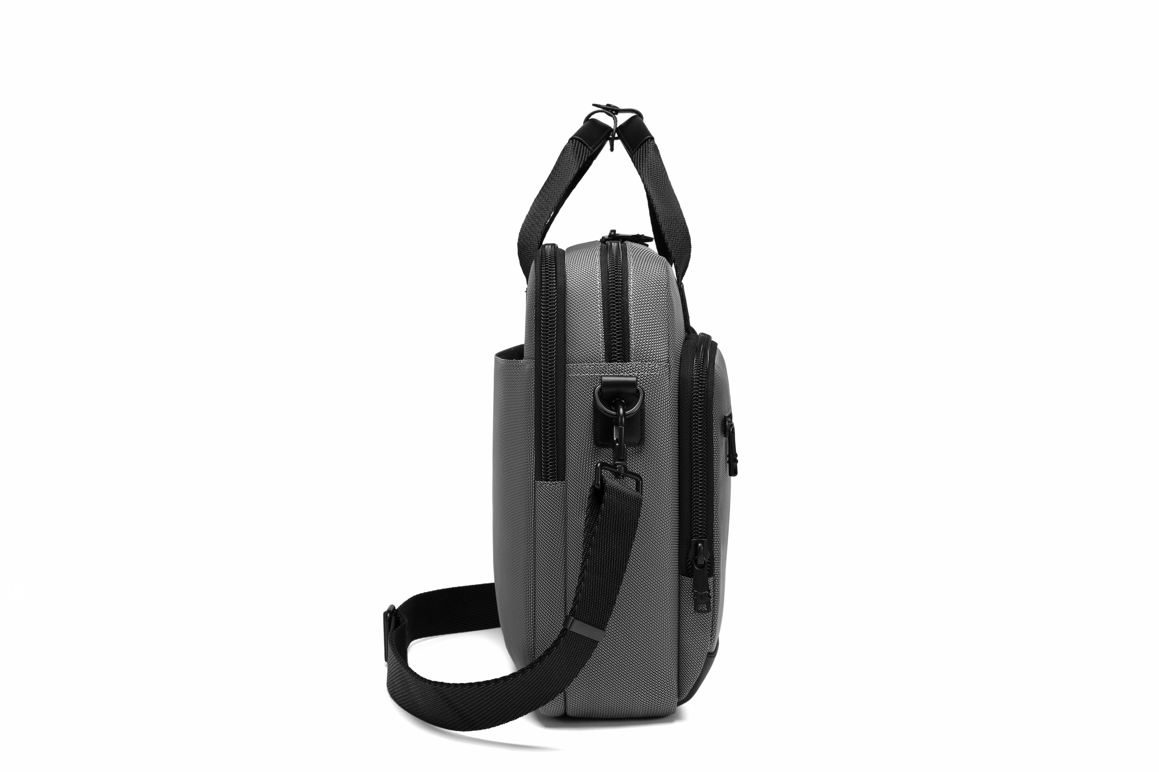 Q-ATTACHE Ballistic Nylon & Leather Briefcase – Laptop Compartment, Waterproof, Business Travel