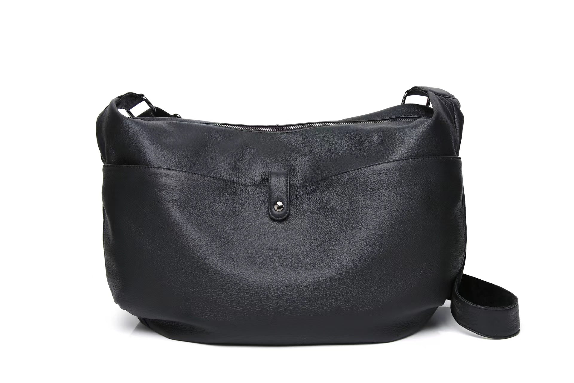 Q-AURELIA Full-Grain Leather Shoulder Bag for Women – Large Crossbody, Zip Entry & 4 Pockets