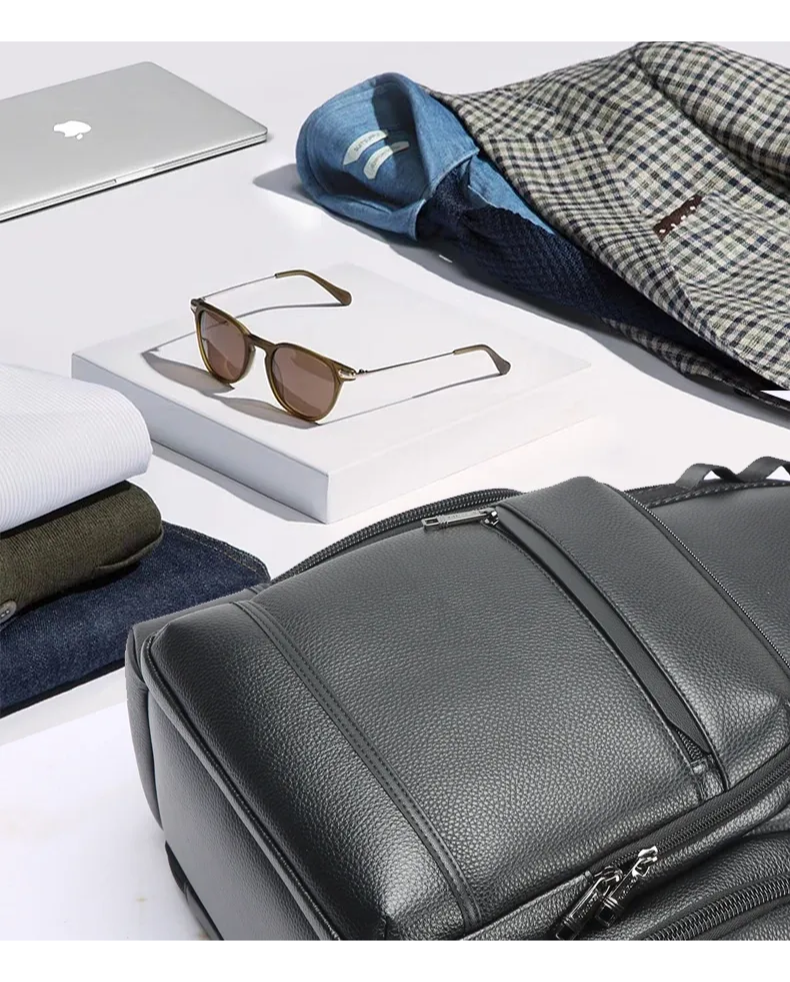 Q-AVENTURO Luxury Genuine Leather Business Backpack – 15.6" Laptop, Waterproof & Ergonomic