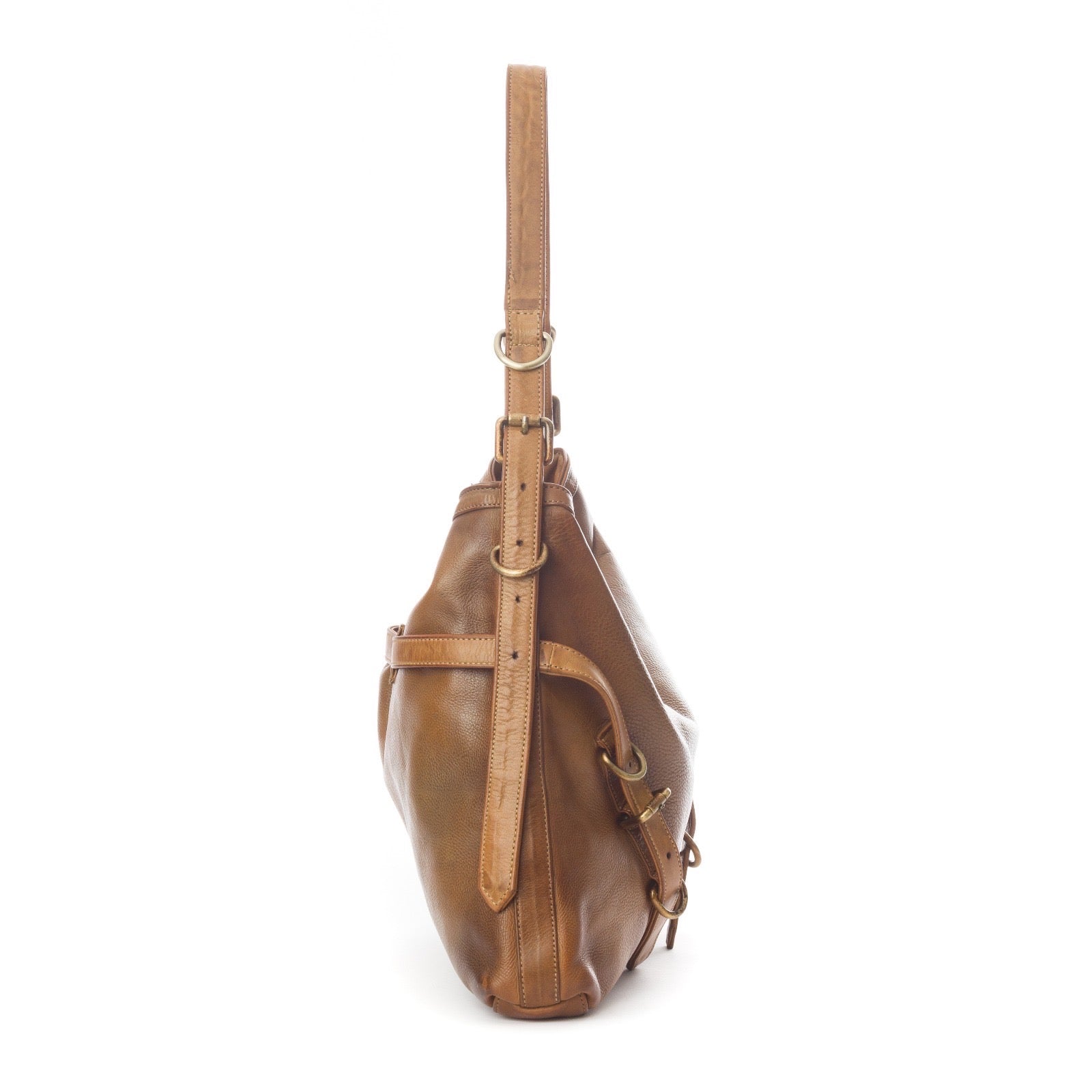 Q-BELLA Vintage Calfskin Shoulder Bag – Italian Leather, Belt Accent & Adjustable Strap