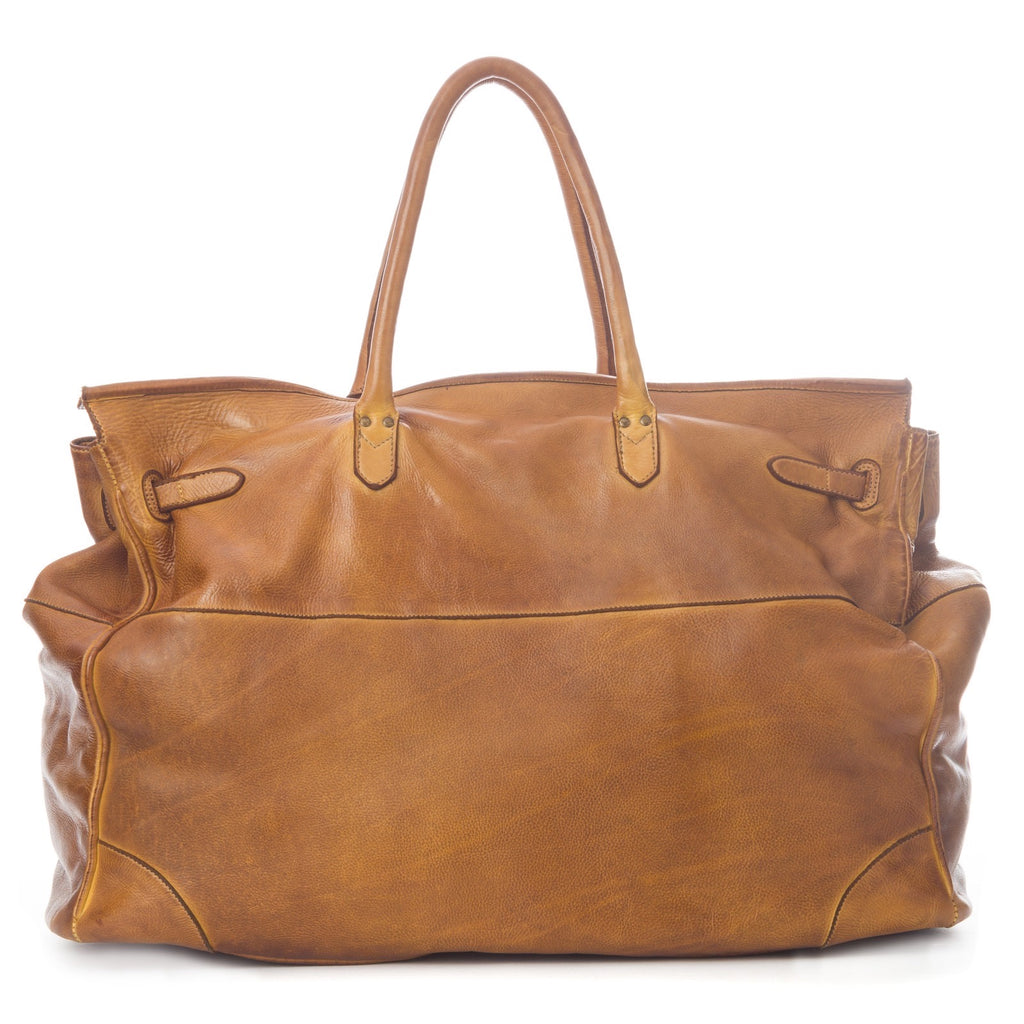 Q-BELORA Unisex Italian Leather Travel Duffel Bag – Full-Grain Calfskin & Brass Buckle