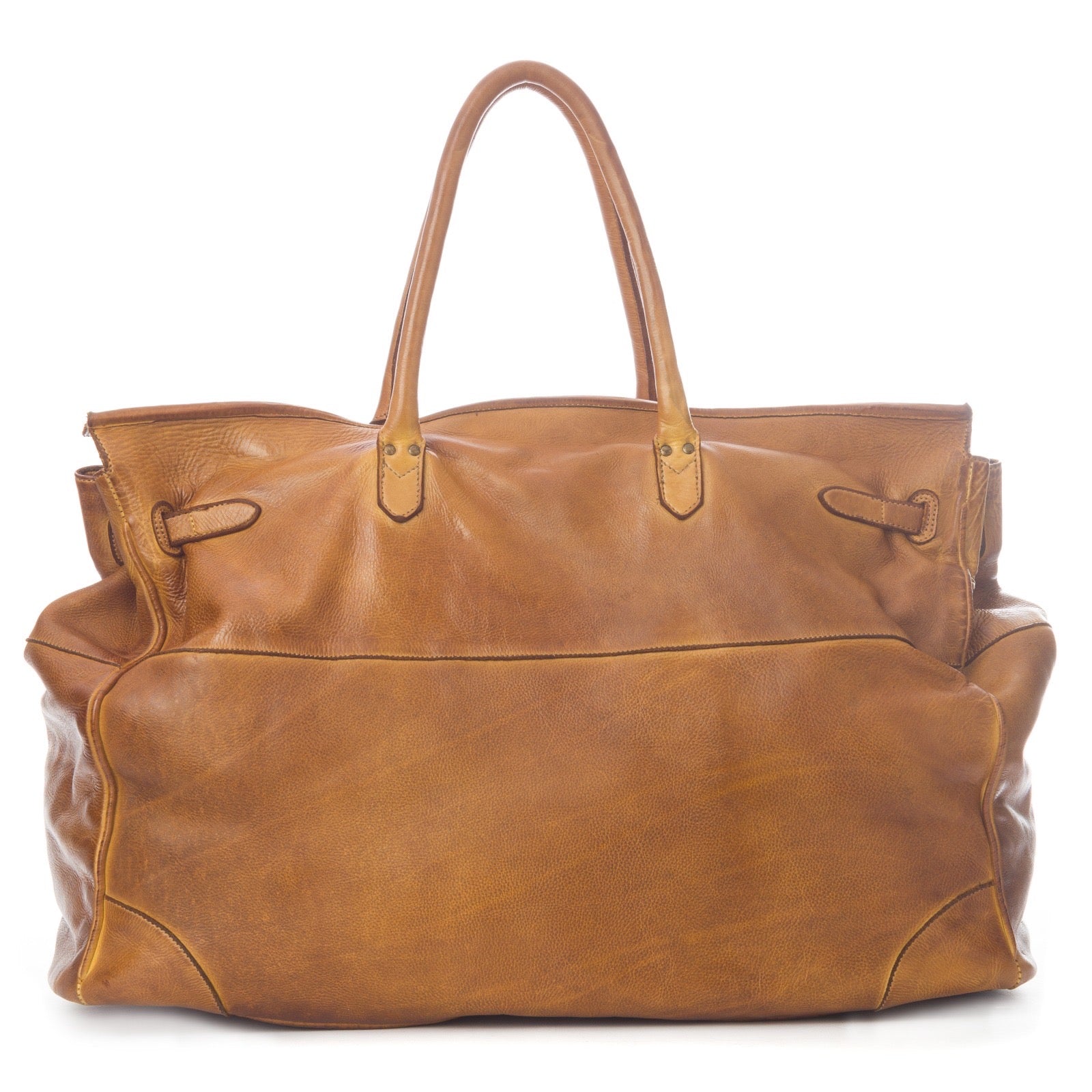 Q-BELORA Unisex Italian Leather Travel Duffel Bag – Full-Grain Calfskin & Brass Buckle