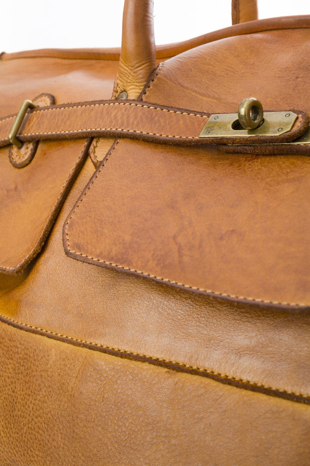 Q-BELORA Unisex Italian Leather Travel Duffel Bag – Full-Grain Calfskin & Brass Buckle