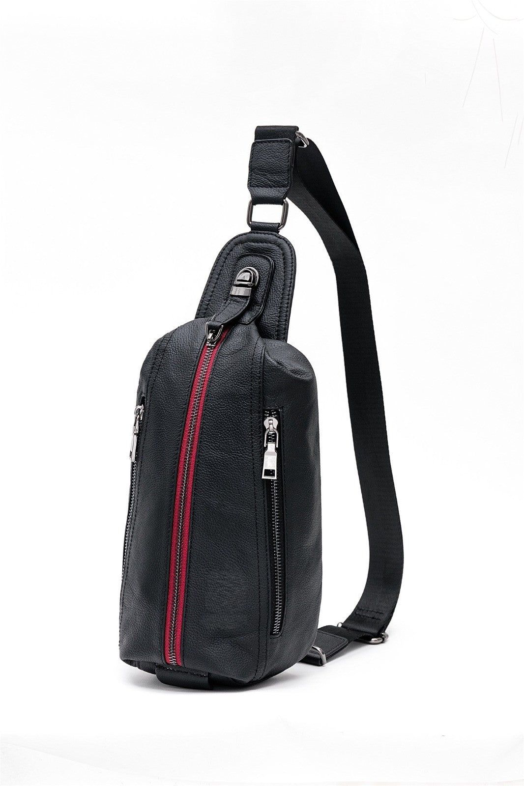 Q-BRIGHT Genuine Leather Crossbody Sling Bag – Mini Shoulder Bag with Earphone Hole for Travel, Hiking & Daily Carry