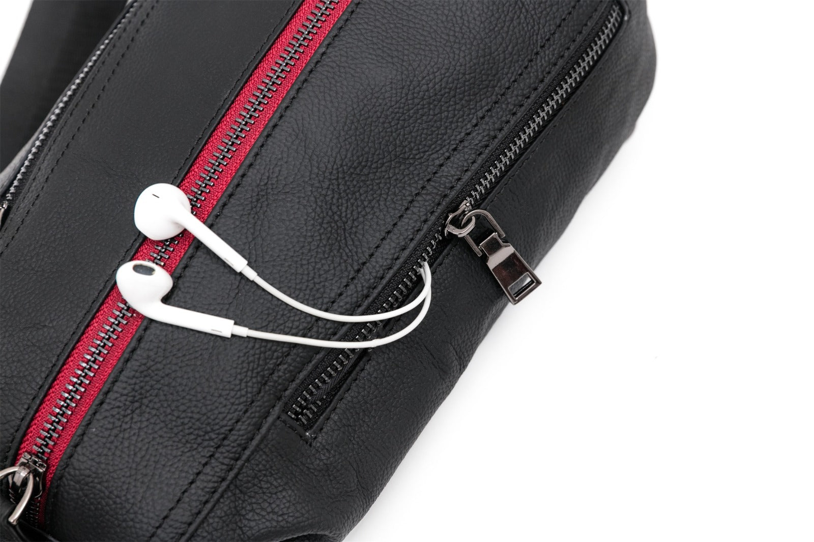 Q-BRIGHT Genuine Leather Crossbody Sling Bag – Mini Shoulder Bag with Earphone Hole for Travel, Hiking & Daily Carry