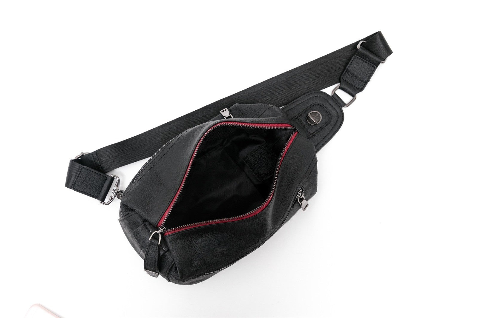 Q-BRIGHT Genuine Leather Crossbody Sling Bag – Mini Shoulder Bag with Earphone Hole for Travel, Hiking & Daily Carry