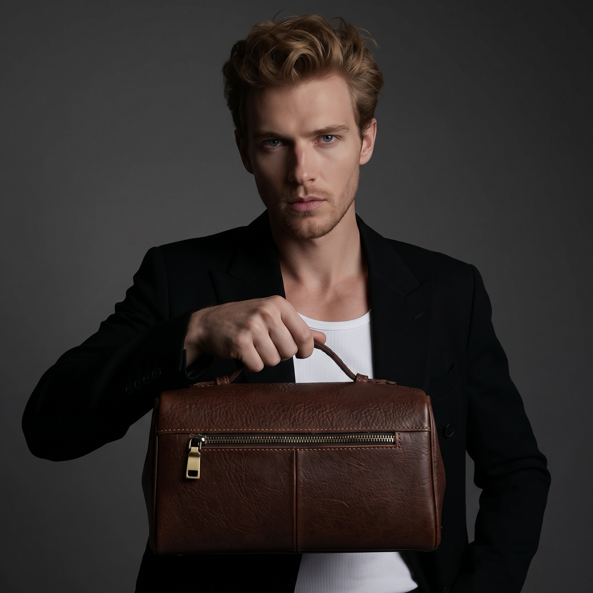 Q-CORE Luxury Full Grain Leather Toiletry Bag – Multi-Compartment Travel Cosmetic Organizer