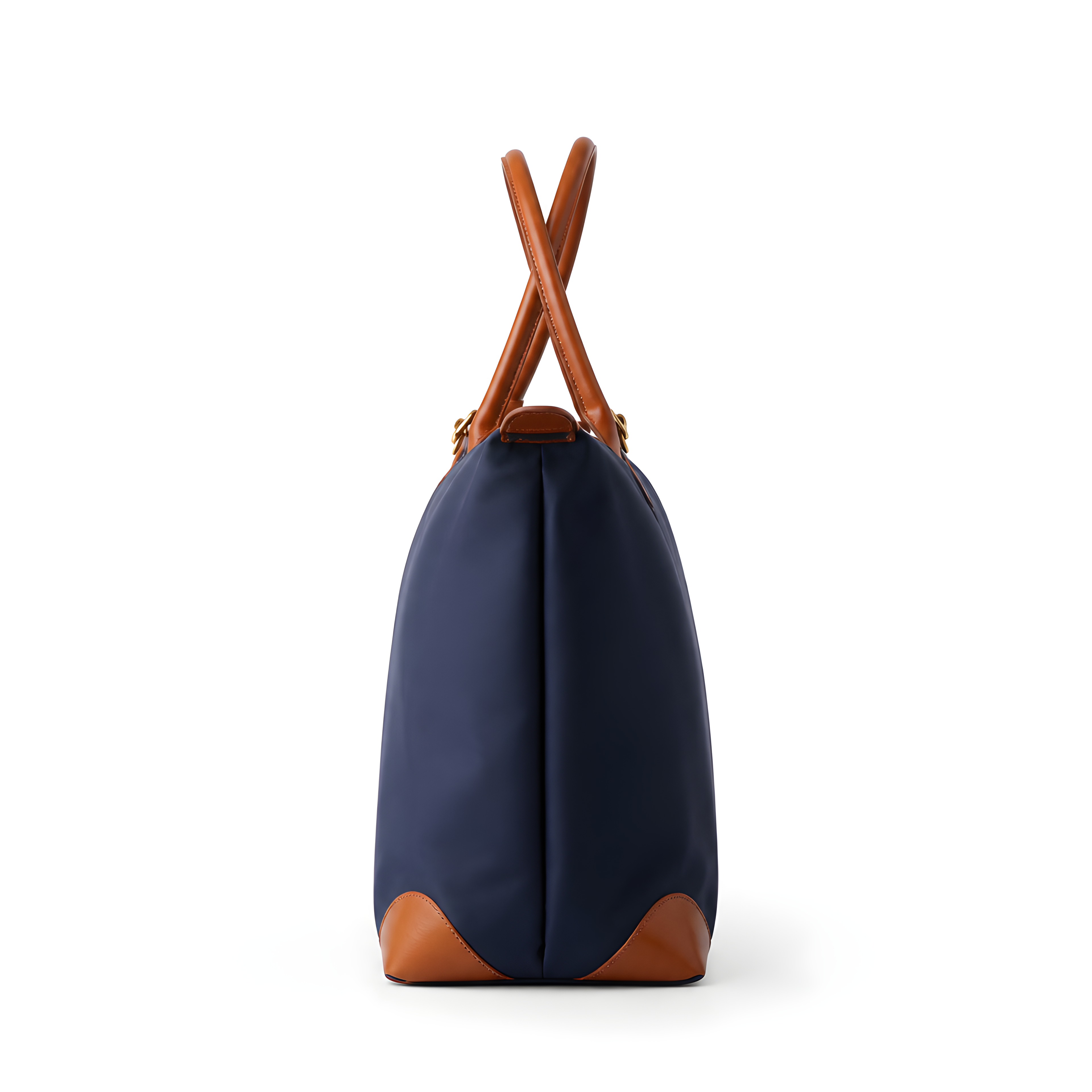Q-CARA Large Nylon & Leather Travel Tote Bag for Women – Laptop Compartment, Waterproof