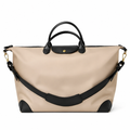 Q-CARA Large Nylon & Leather Travel Tote Bag for Women – Laptop Compartment, Waterproof