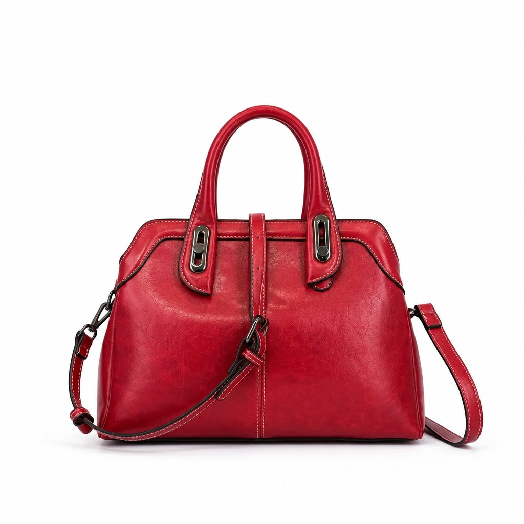 Q-CHLOE QUQUITO Large Capacity Genuine Leather Handbag for Women – Retro Crossbody & Shoulder Bag