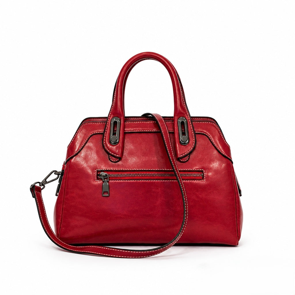 Q-CHLOE QUQUITO Large Capacity Genuine Leather Handbag for Women – Retro Crossbody & Shoulder Bag