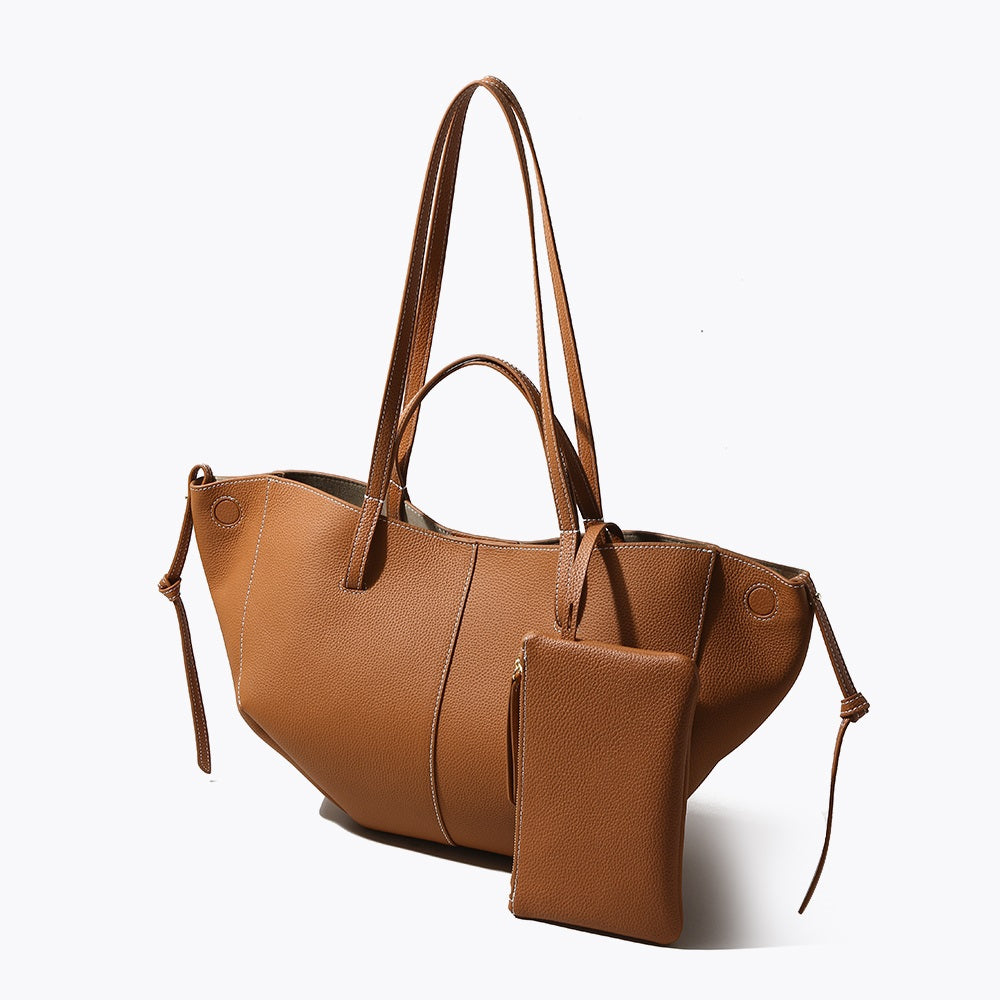 Q-CITTA Vintage Genuine Leather Shoulder Tote Bag for Women – Large Capacity