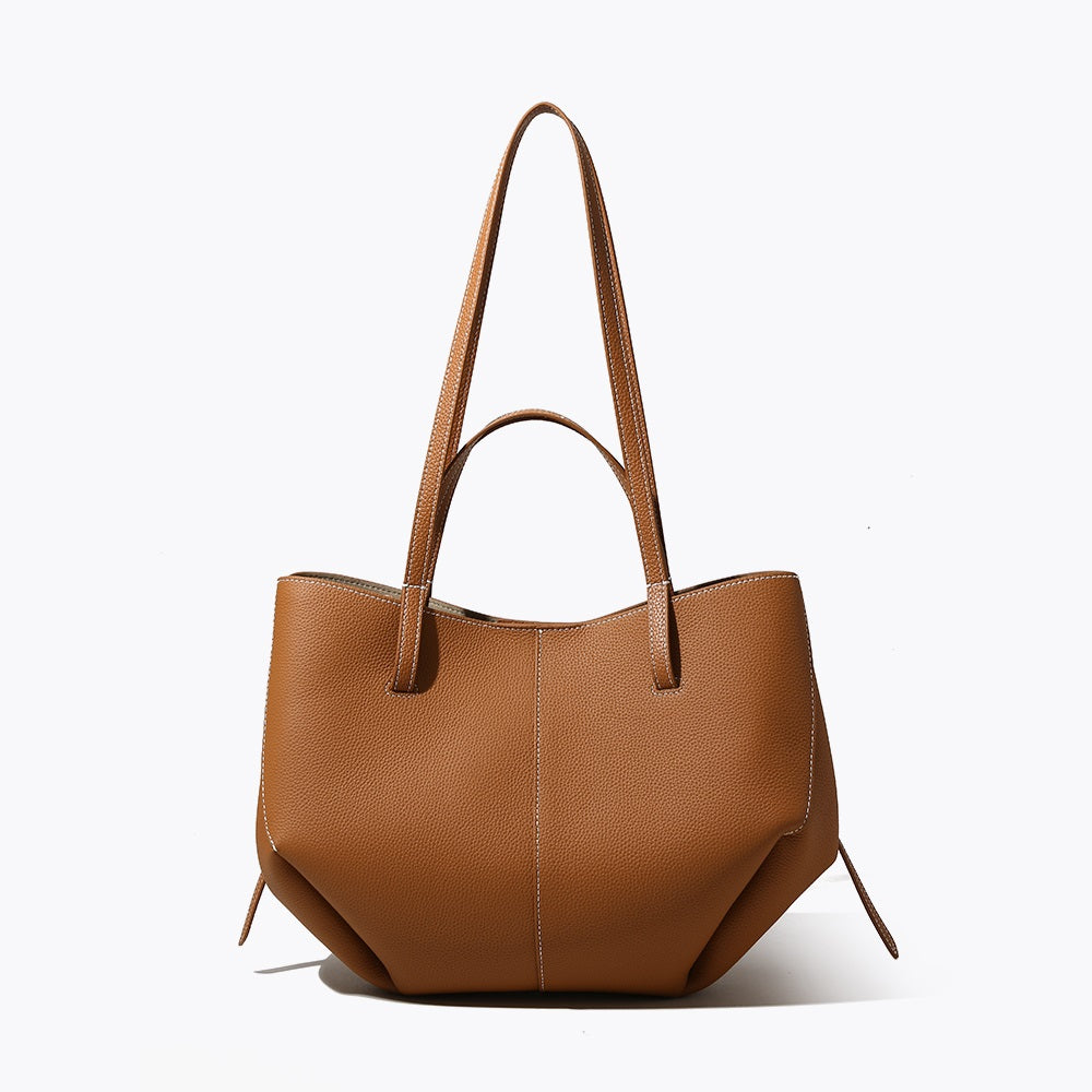 Q-CITTA Vintage Genuine Leather Shoulder Tote Bag for Women – Large Capacity