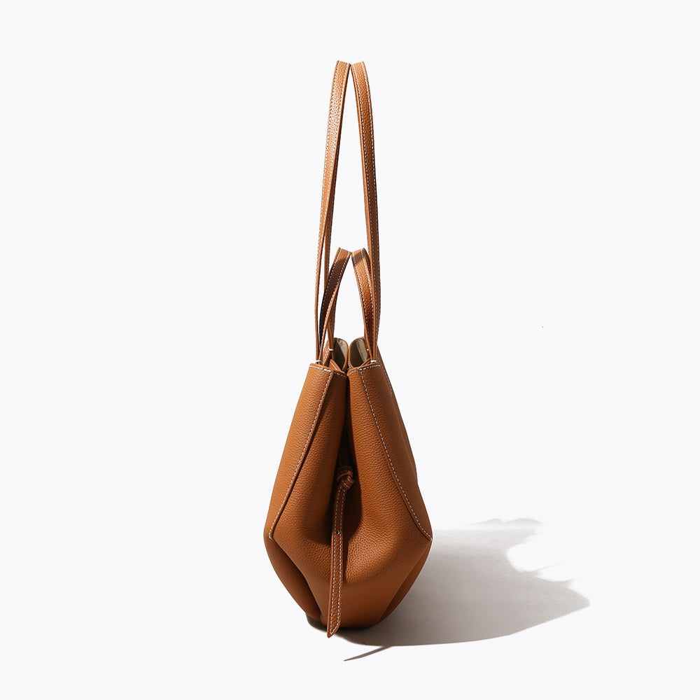 Q-CITTA Vintage Genuine Leather Shoulder Tote Bag for Women – Large Capacity