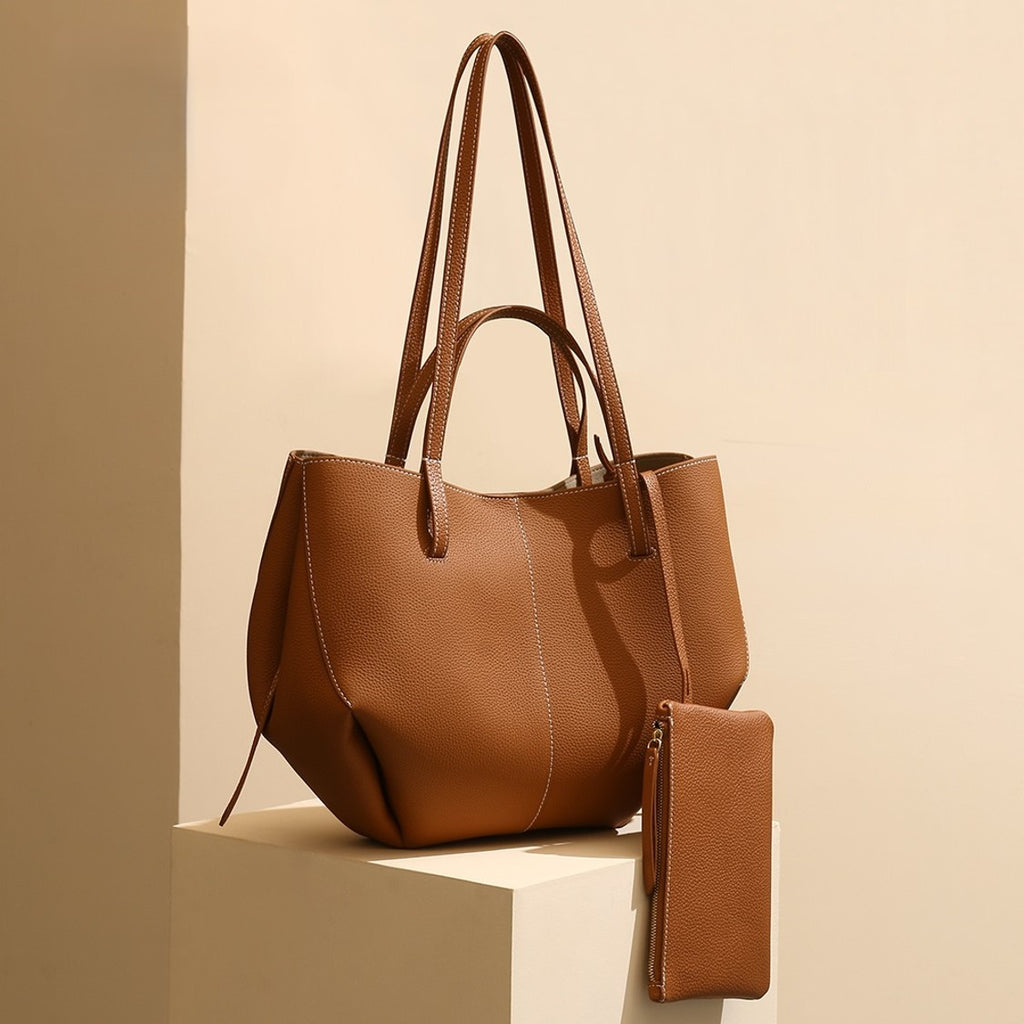 Q-CITTA Vintage Genuine Leather Shoulder Tote Bag for Women – Large Capacity