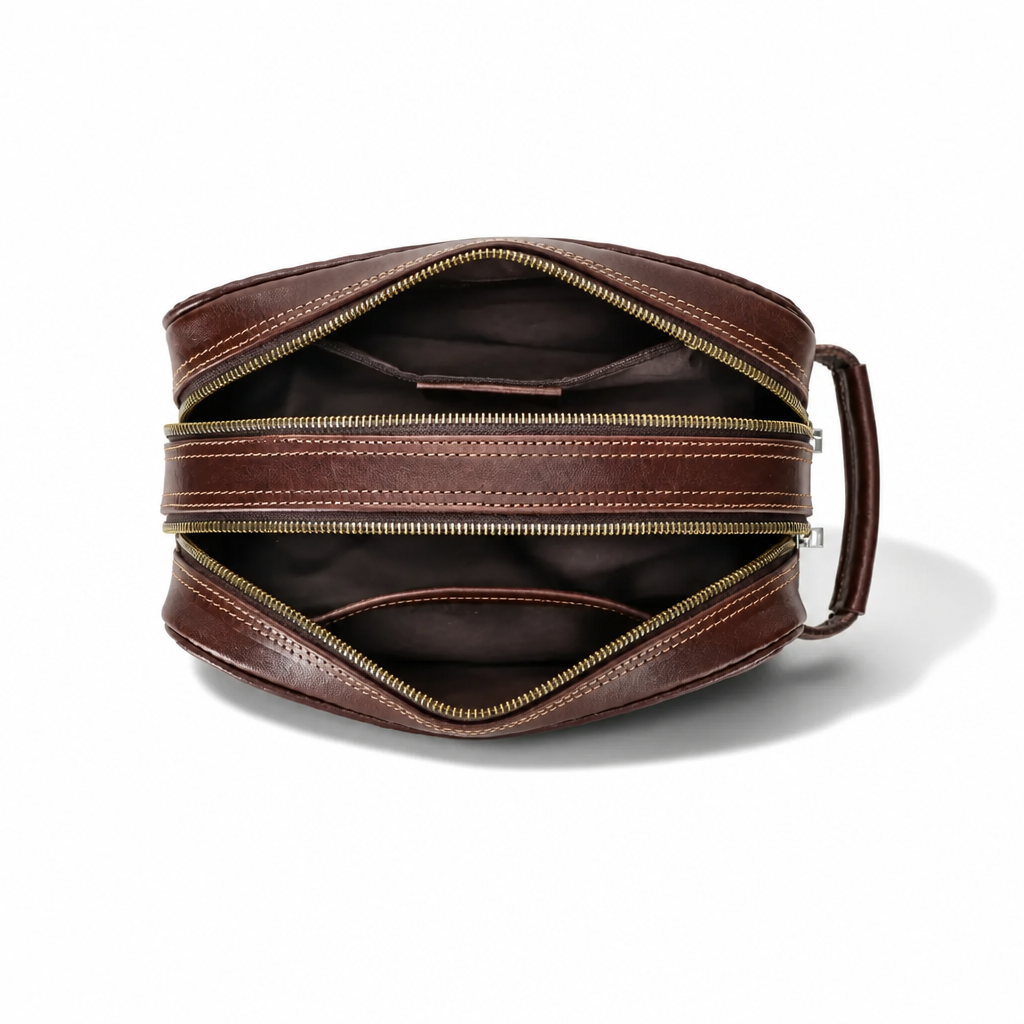 Q-CLUTCHER Anti-Theft Men's Clutch Handbag with Combination Lock – Genuine Vegetable Tanned Leather