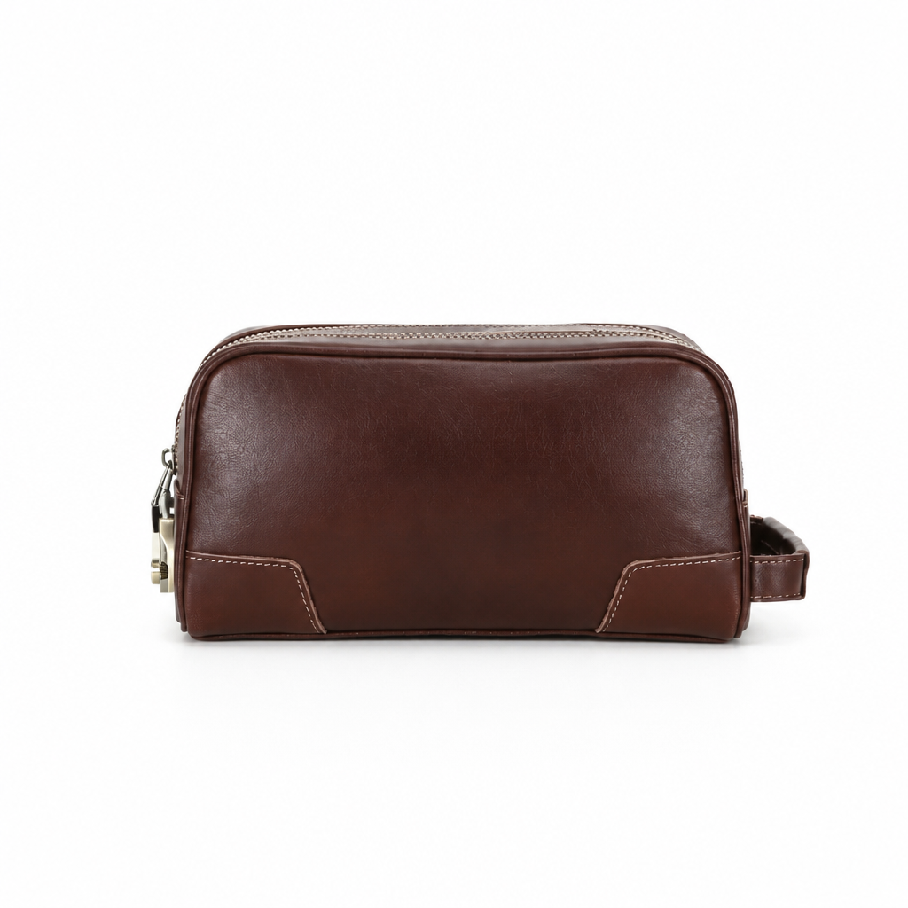 Q-CLUTCHER Anti-Theft Men's Clutch Handbag with Combination Lock – Genuine Vegetable Tanned Leather