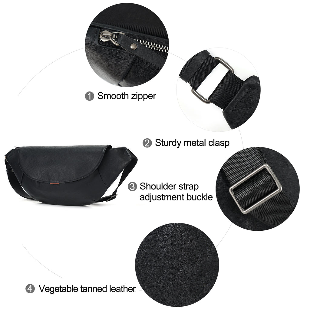 Q-COBRA Genuine Leather Crossbody Sling Bag for Men – Large Capacity Multi-Pocket