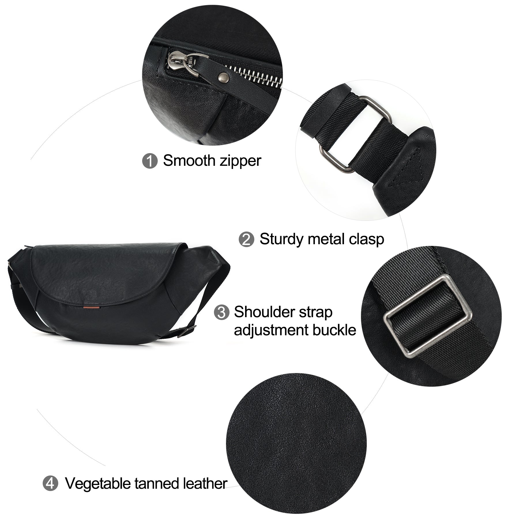 Q-COBRA Genuine Leather Crossbody Sling Bag for Men – Large Capacity Multi-Pocket