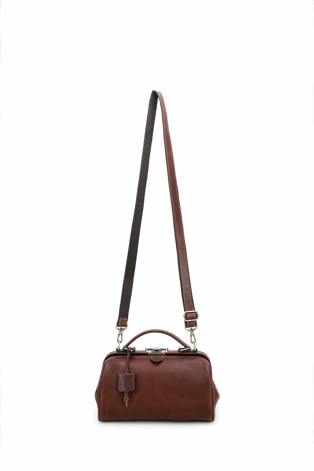 Q-DURARE Vintage Full-Grain Leather Frame Bag for Women – Anti-Theft Lock, Crossbody & Shoulder Bag