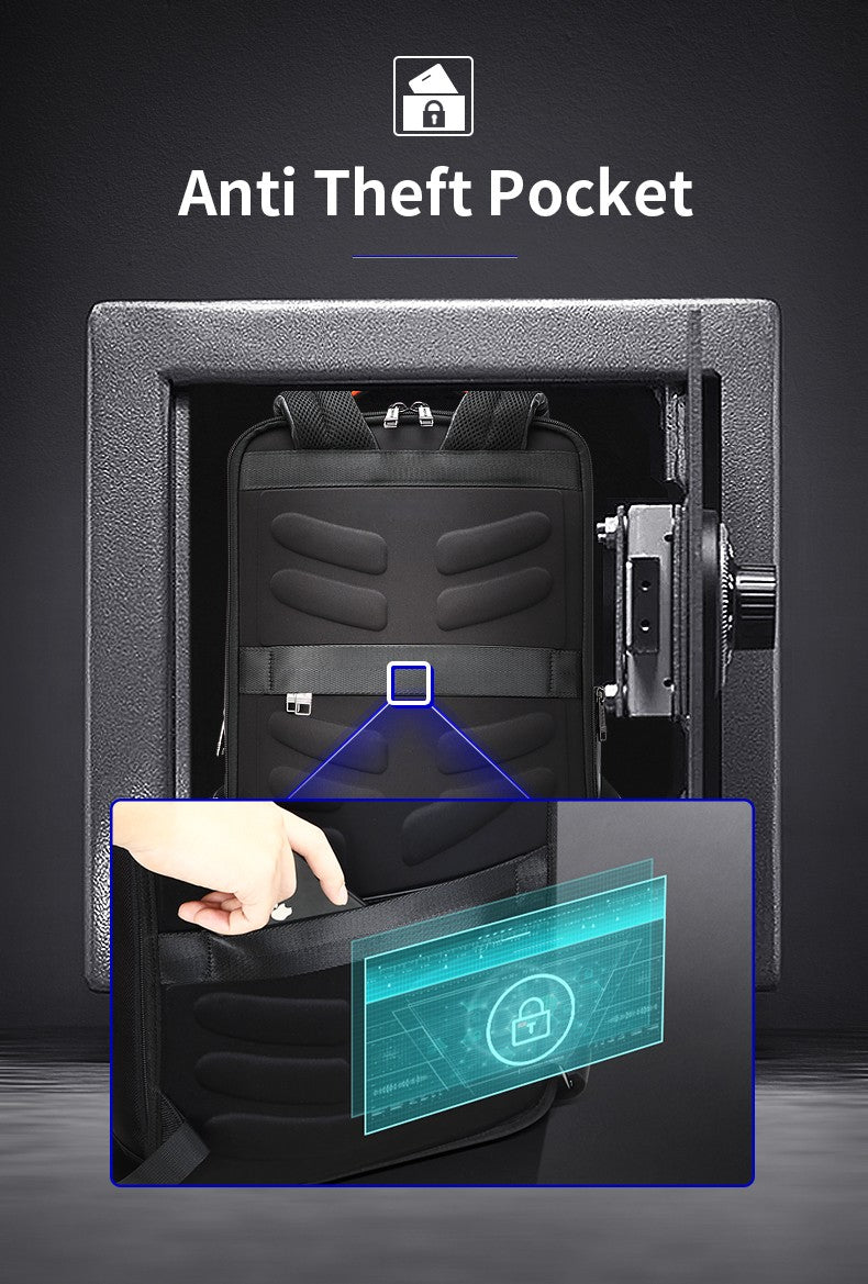 Q-ENORMOUS Genuine Leather Backpack – 40L Anti-Theft Travel & Laptop Bag with USB Charging Port