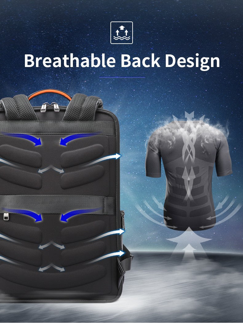 Q-ENORMOUS Genuine Leather Backpack – 40L Anti-Theft Travel & Laptop Bag with USB Charging Port