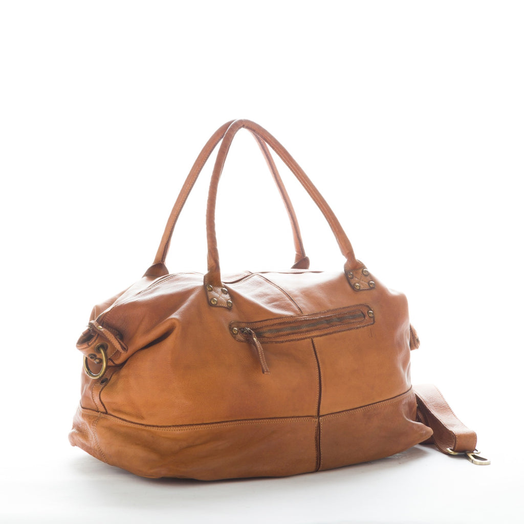 Q-ETERNA Italian Leather Duffel Bag – Full-Grain Calfskin, Foldable & Water-Resistant