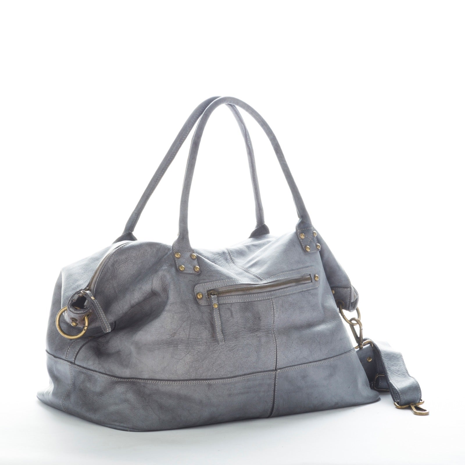 Q-ETERNA Italian Leather Duffel Bag – Full-Grain Calfskin, Foldable & Water-Resistant