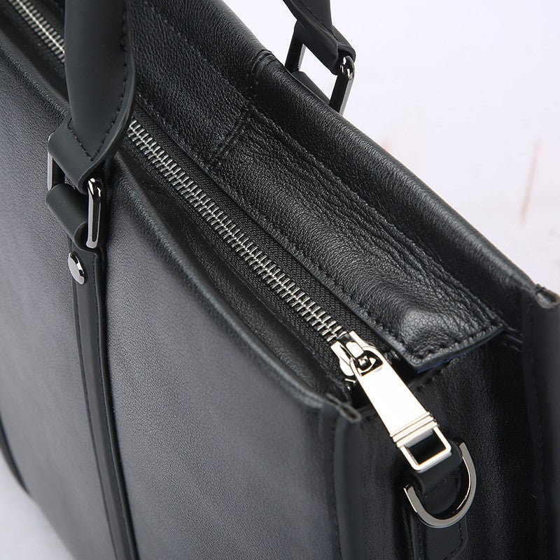 Q-EXECUTIVE Genuine Leather Laptop Briefcase – 15.6" Fit, 39L, Waterproof