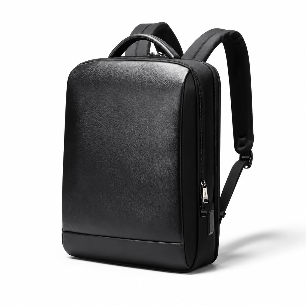 Q-EXPEDITION Genuine Leather Laptop Backpack – USB Charging Port, TSA-Friendly, Fits 15.6" Laptop | Travel & Business