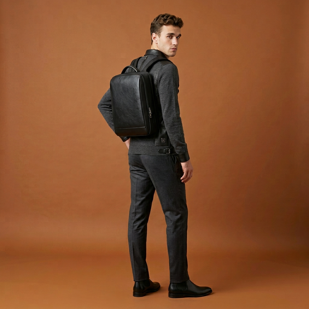 Q-EXPEDITION Genuine Leather Laptop Backpack – USB Charging Port, TSA-Friendly, Fits 15.6" Laptop | Travel & Business