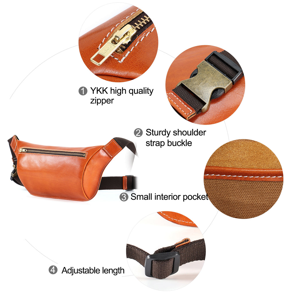 Q-FALCON Genuine Leather Chest Bag – Crossbody Sling & Fanny Pack Waist Bag
