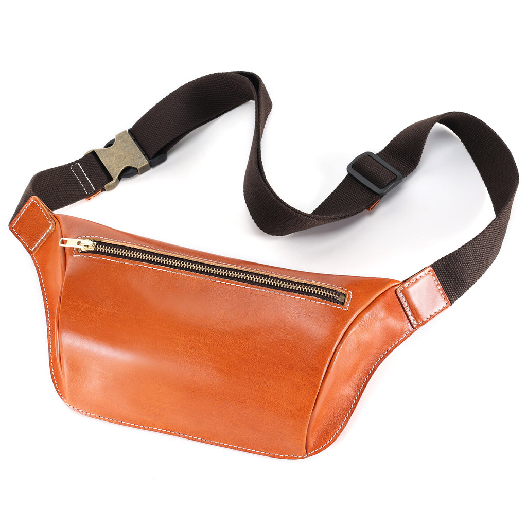 Q-FALCON Genuine Leather Chest Bag – Crossbody Sling & Fanny Pack Waist Bag