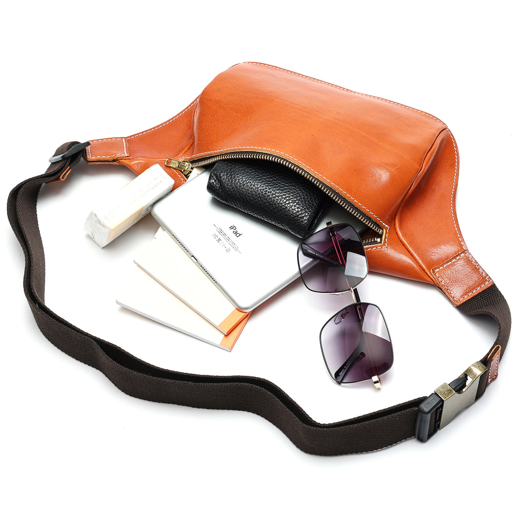 Q-FALCON Genuine Leather Chest Bag – Crossbody Sling & Fanny Pack Waist Bag