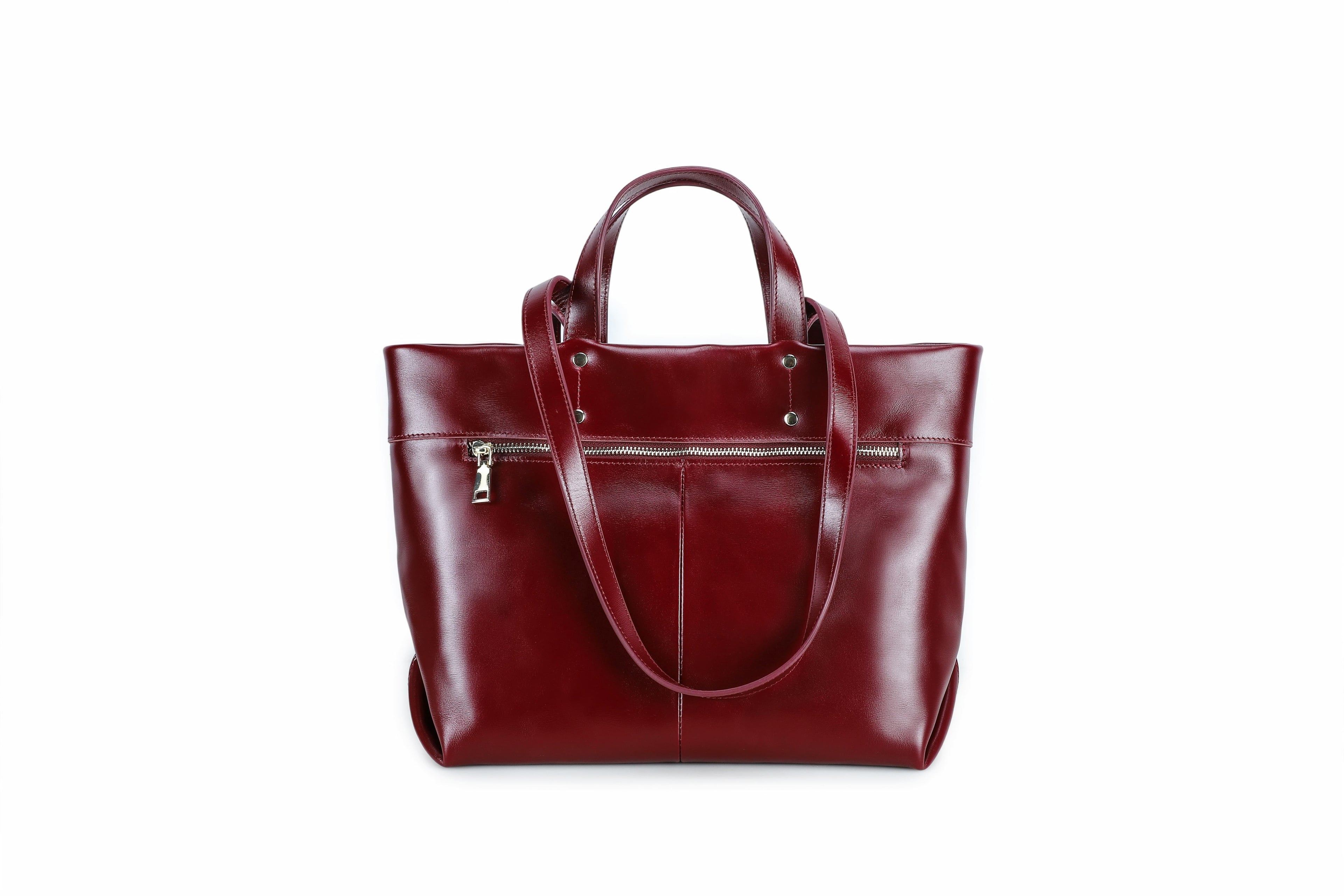 Q-FERA Full-Grain Oil Leather Laptop Tote Bag for Women – 13.3" MacBook, Water-Resistant