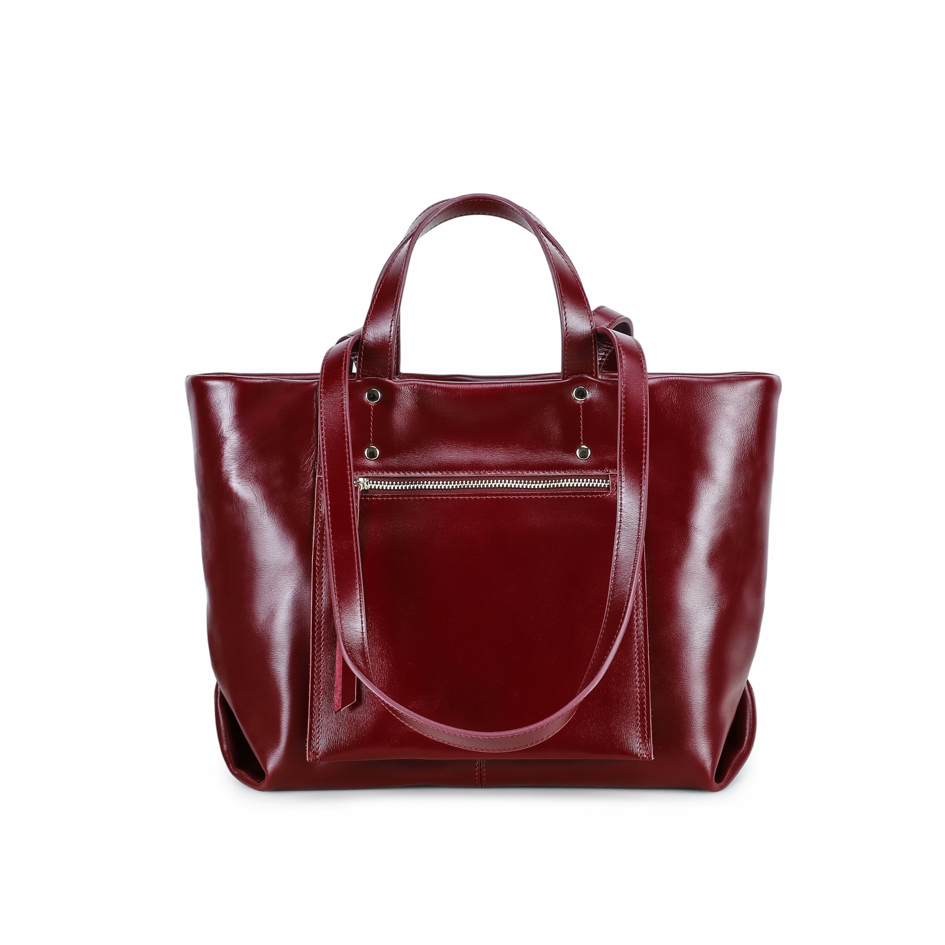 Q-FERA Full-Grain Oil Leather Laptop Tote Bag for Women – 13.3" MacBook, Water-Resistant