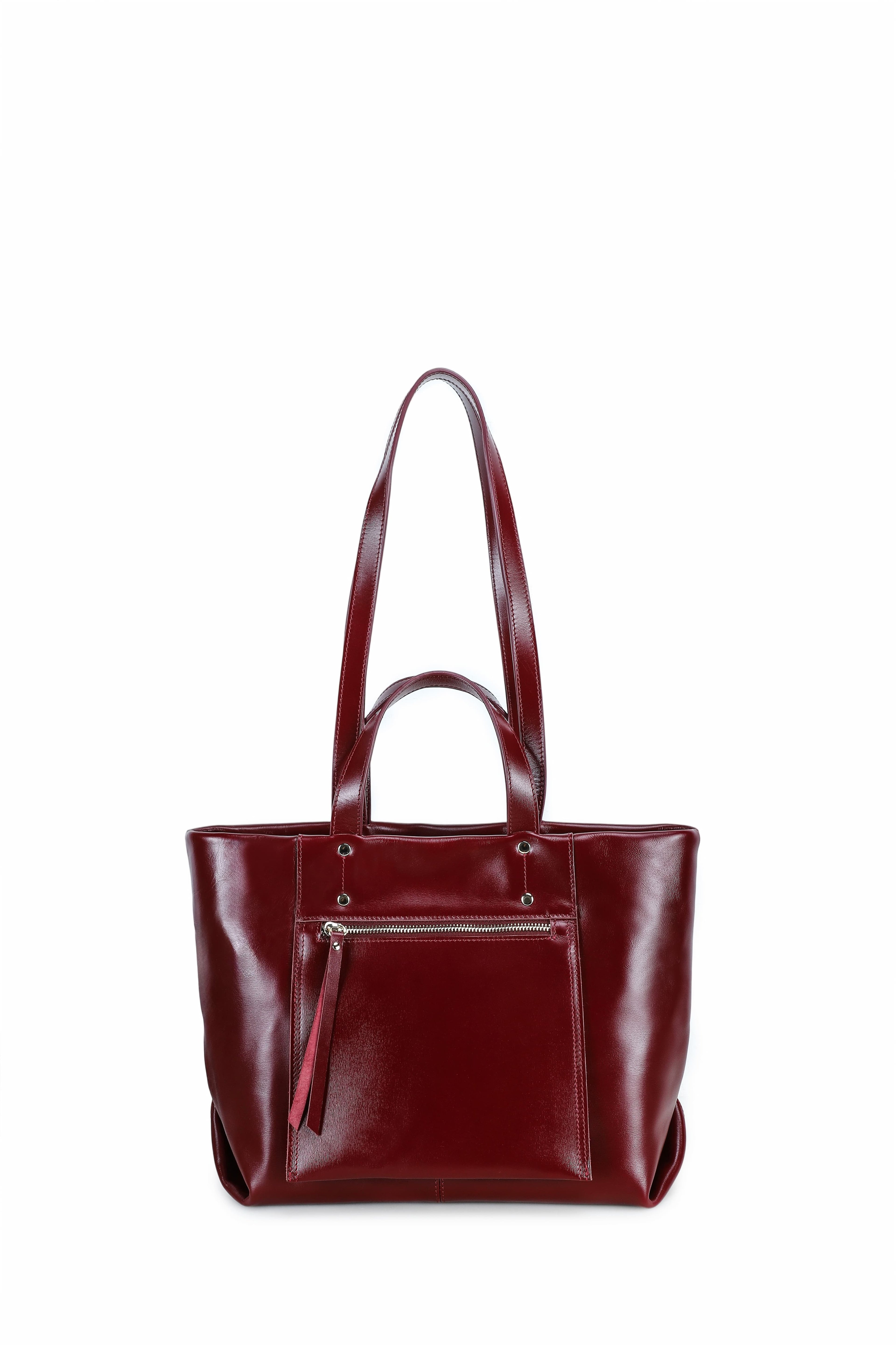Q-FERA Full-Grain Oil Leather Laptop Tote Bag for Women – 13.3" MacBook, Water-Resistant