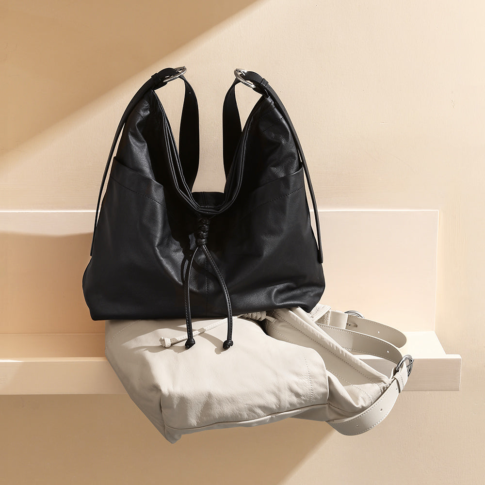 Q-FIORA Genuine Leather Shoulder Tote Bag for Women – Large Capacity Commuter Bag