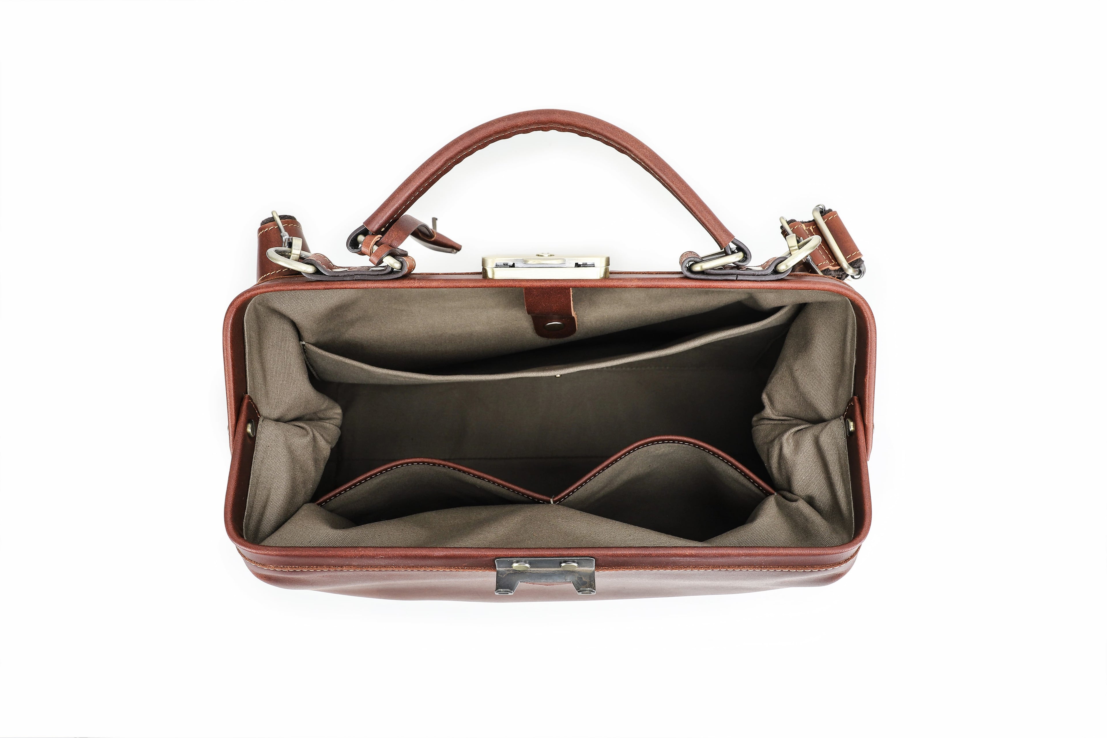 Q-FORTIVA Vintage Lockable Full-Grain Leather Work Bag for Women – 13.3" MacBook, 3-Way Carry