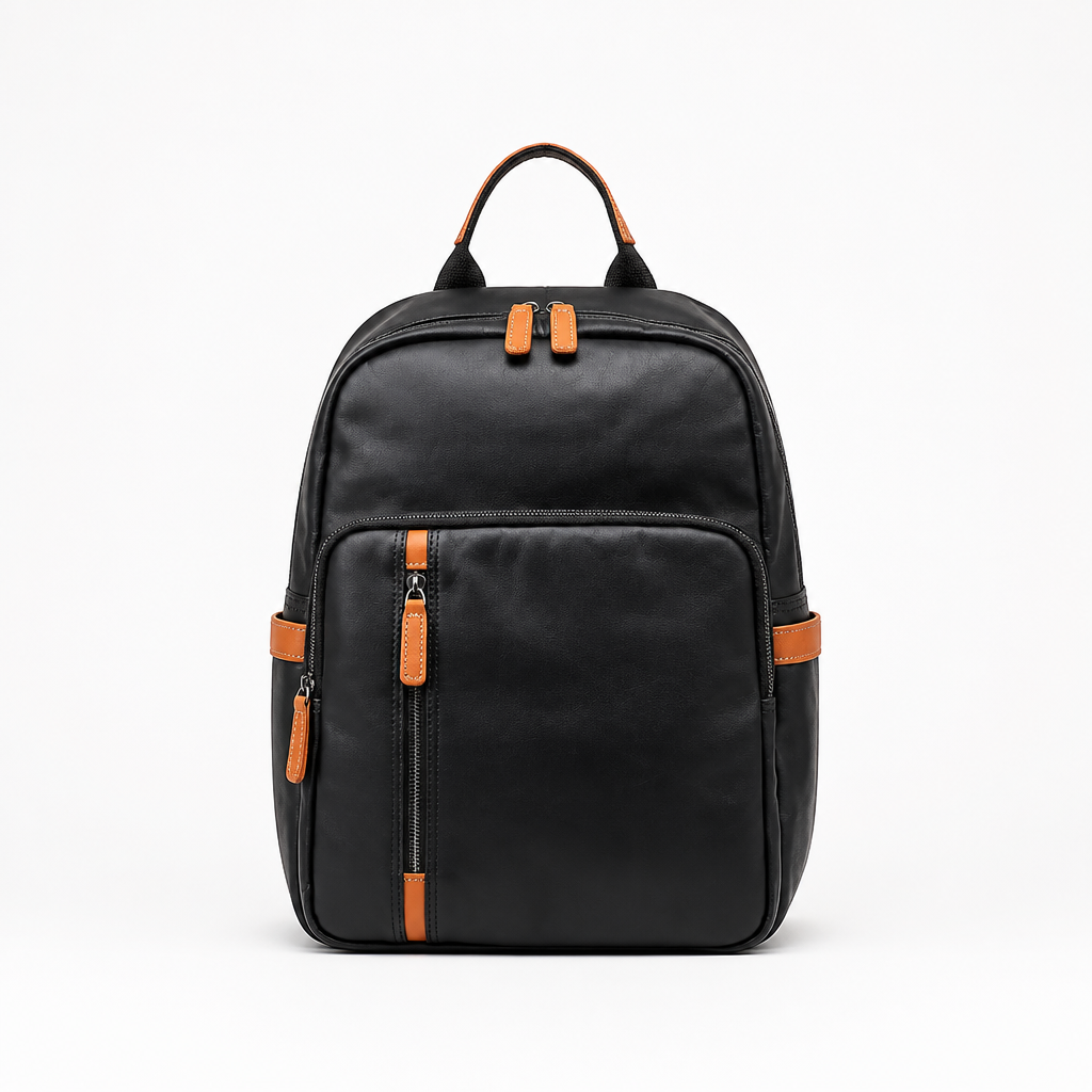 Q-FORZON Full Grain Leather Laptop Backpack – Breathable, Water-Resistant & Patina-Developing
