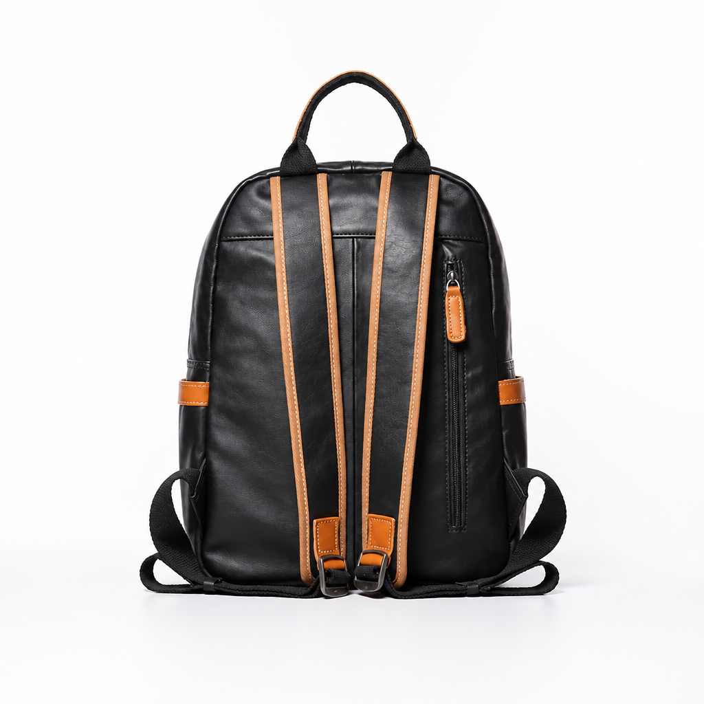 Q-FORZON Full Grain Leather Laptop Backpack – Breathable, Water-Resistant & Patina-Developing
